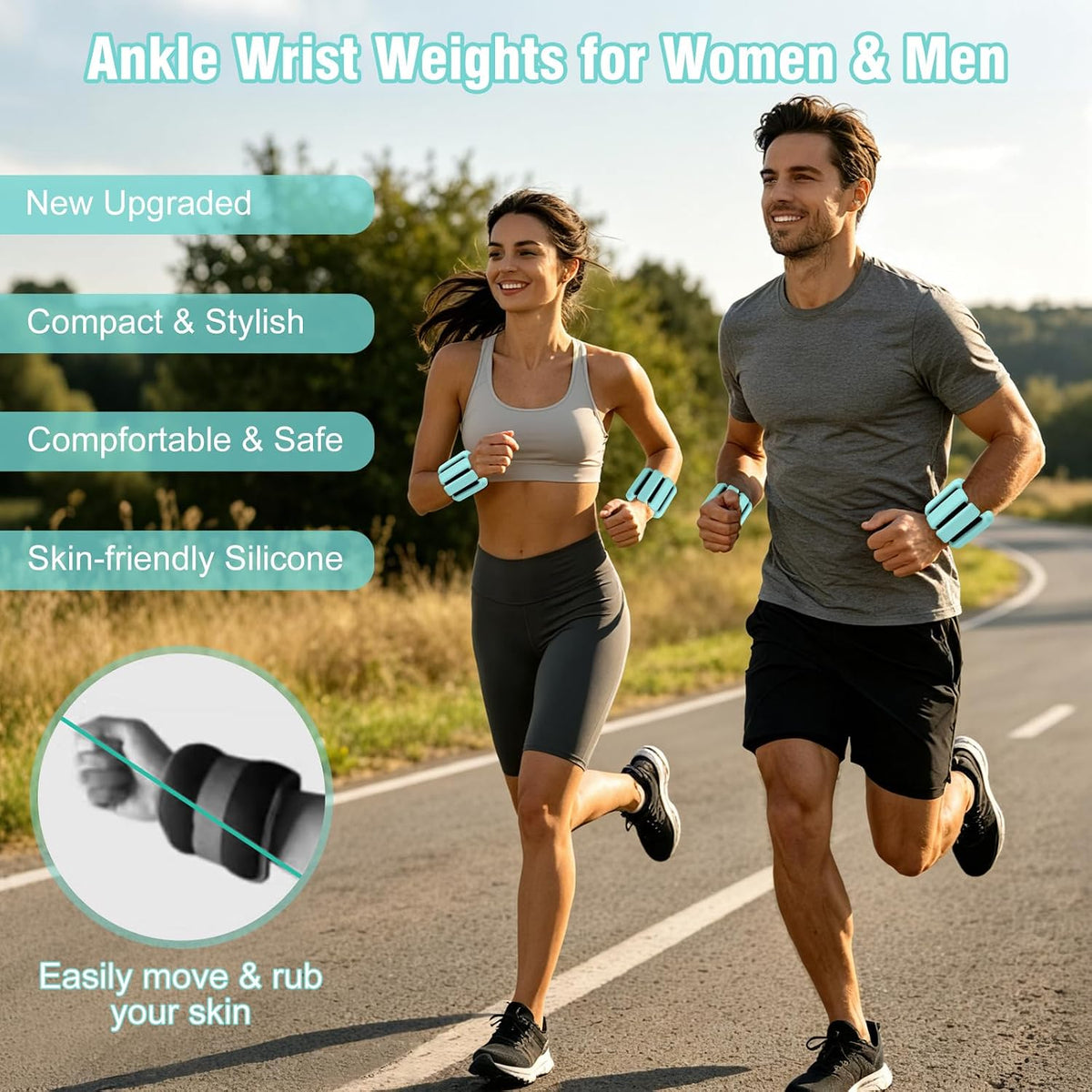 Ankle Wrist Weights for Women Men Adjustable Silicone Arm Leg Weight