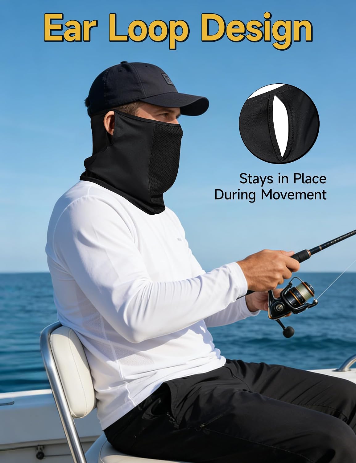 OZERO Cooling Neck Gaiter Face Mask With Ear Loops, UPF 50+ UV Protection