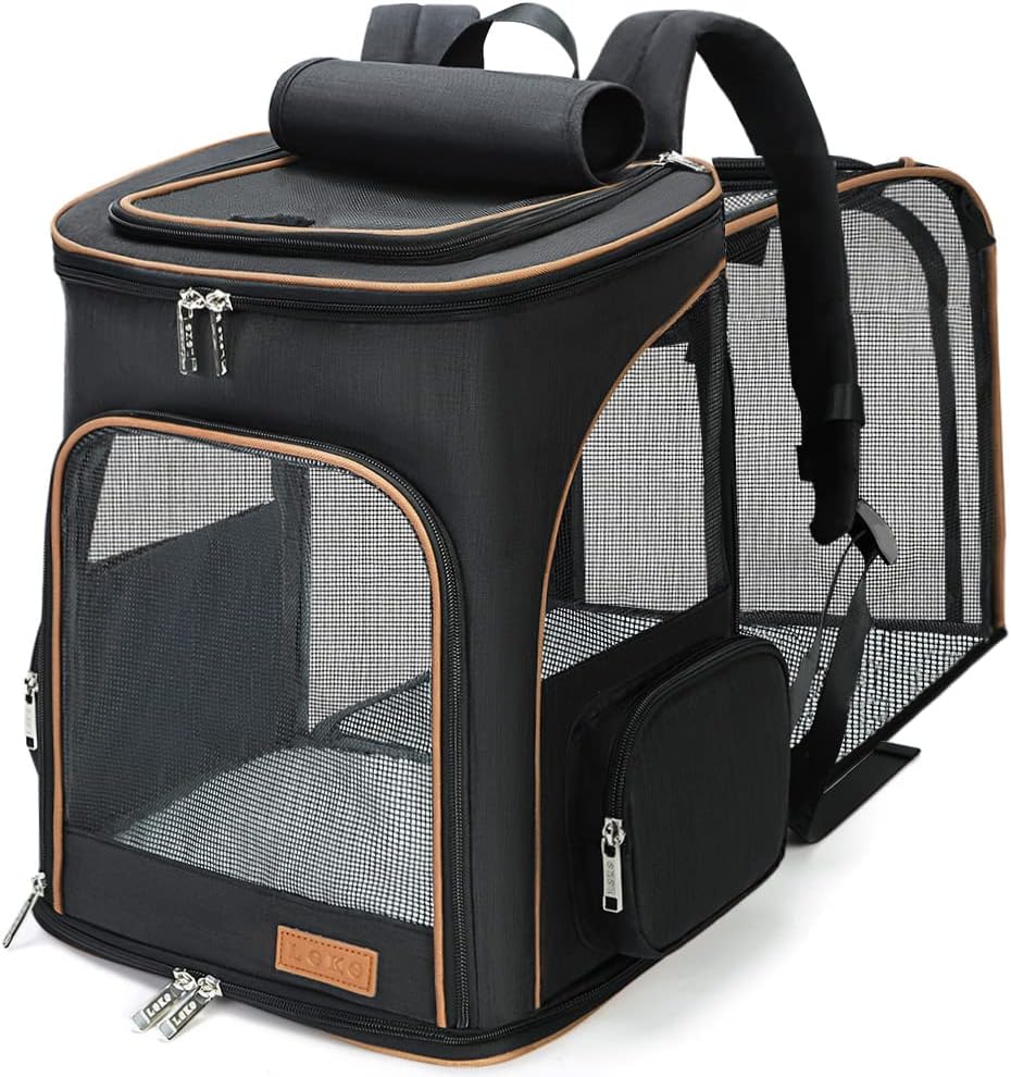 Lekereise Pet Carrier Backpack Expandable Cat Backpack Carrier for Small Dogs Large Cats Puppies, Dog Backpack Carrier for Hiking Travel Outdoor Hold Pets Up to 20 25 Lbs, Pink