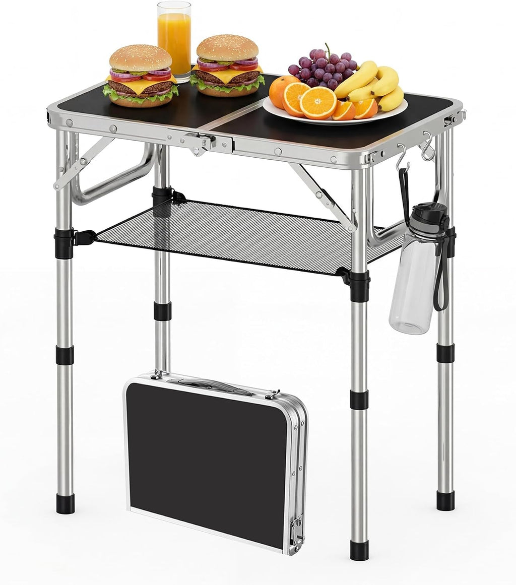 YihuiKo Small Folding Table with Carrying Handle, Portable Picnic Table