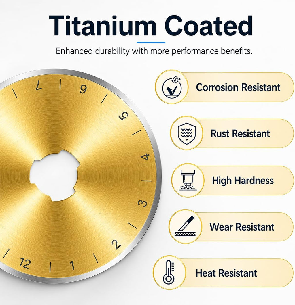Titanium Coated 15 Packs 45mm Rotary Cutter Blades 45mm Quilting supplies Rotary Cutter Blades for fabric by SSPONT, compatible with OLFA,Fiskars,Mr.Pen,DAFA,Truecut etc. Sharp and Durable