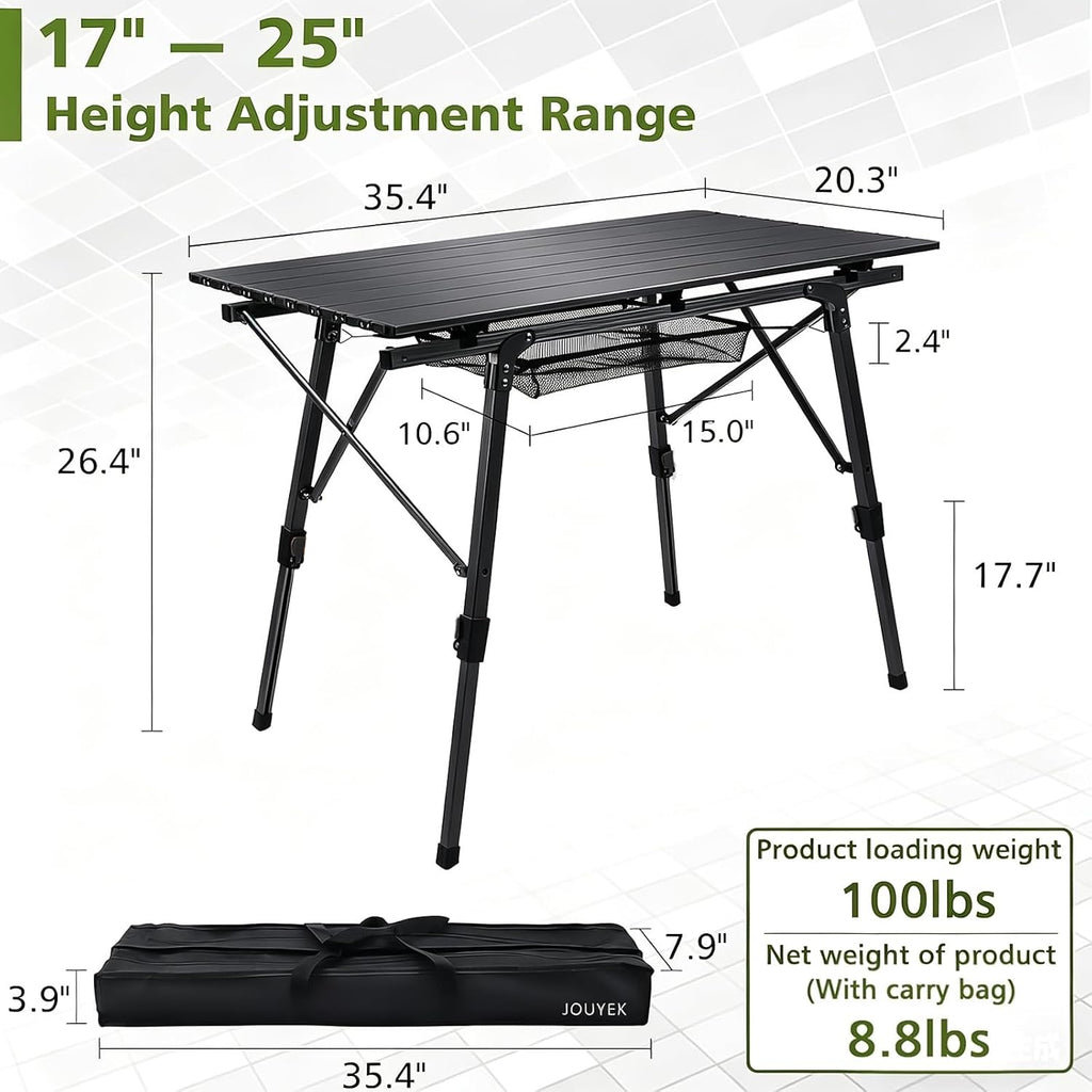 JOUYEK Folding Outdoor Camping Table, Lightweight Aluminum Camp Table