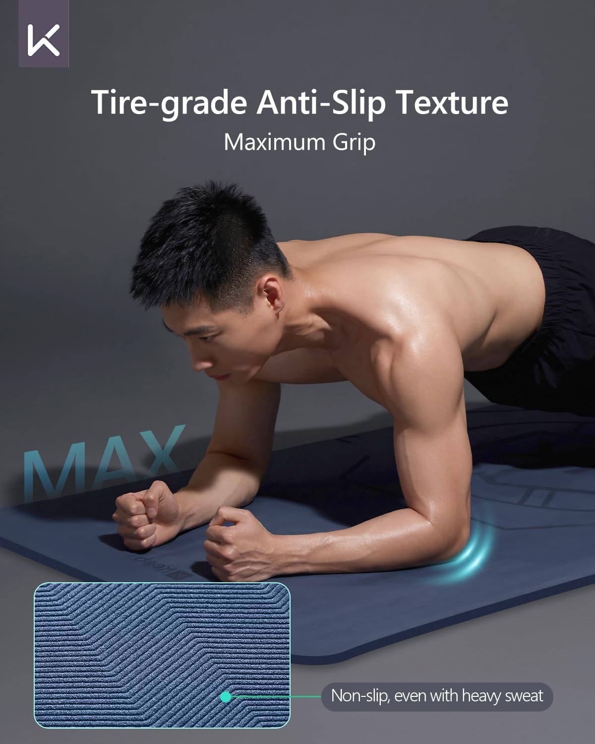 KEEP Extra Wide & Long Yoga Mat for Men, 79"x39"x7mm Thick, Non-Slip TPE Exercise Mat, High-Density Anti-Tear Fitness & Pilates Mat for Tall Users