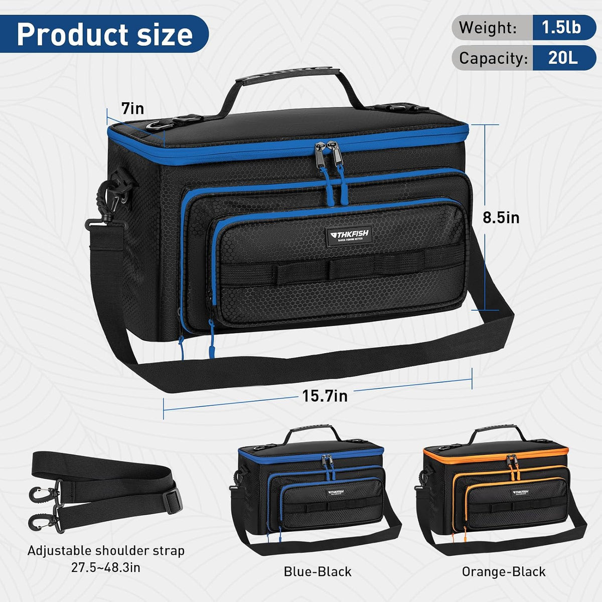 THKFISH Fishing Bag for Soft Plastic Bait Storage With 20PCS Bait Bags