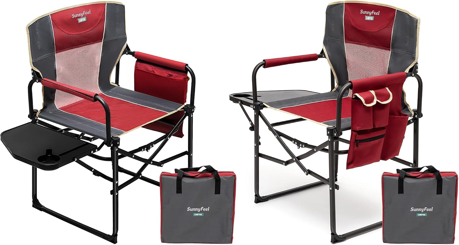 SUNNYFEEL Oversized DirectorsCamping Chair for Adults with Side Table