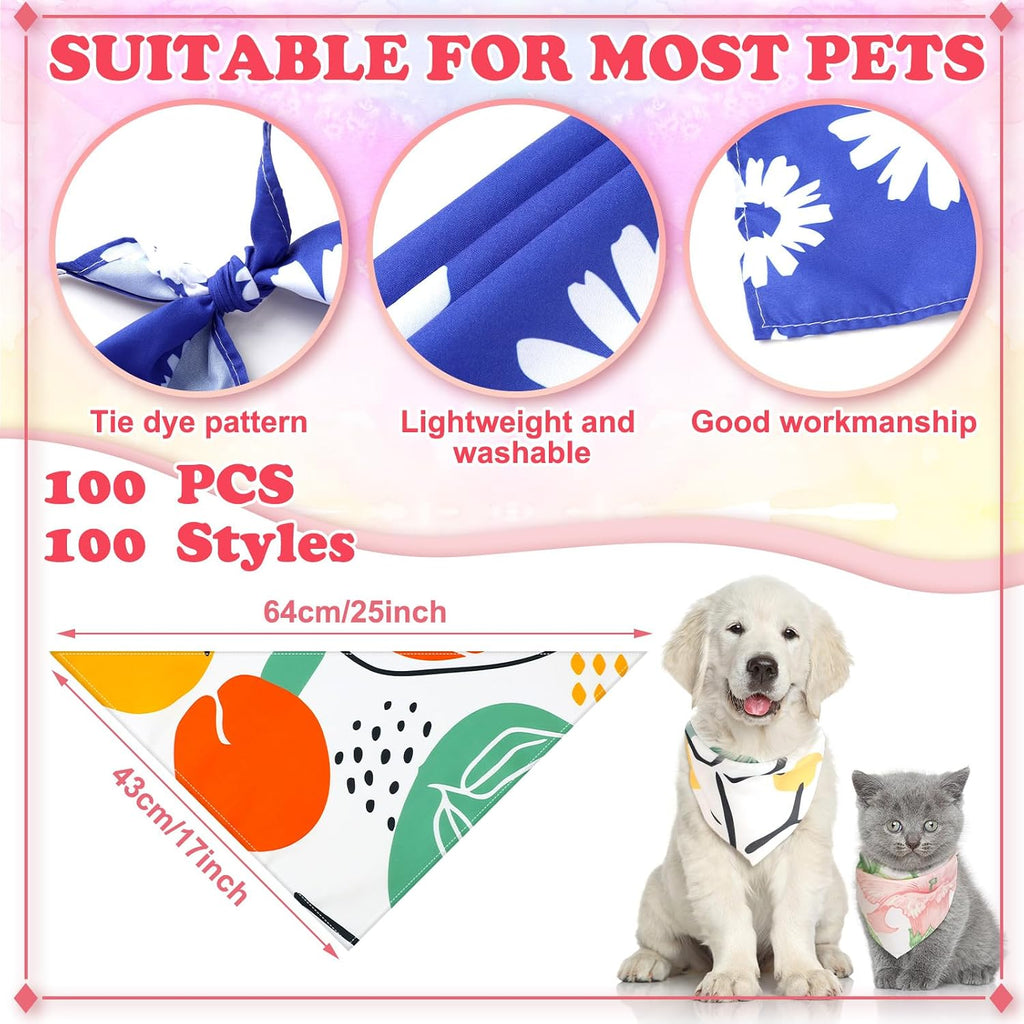 Huhumy 100 Pcs Boho Dog Bandanas Bulk Summer Boho Bandanas for Dogs