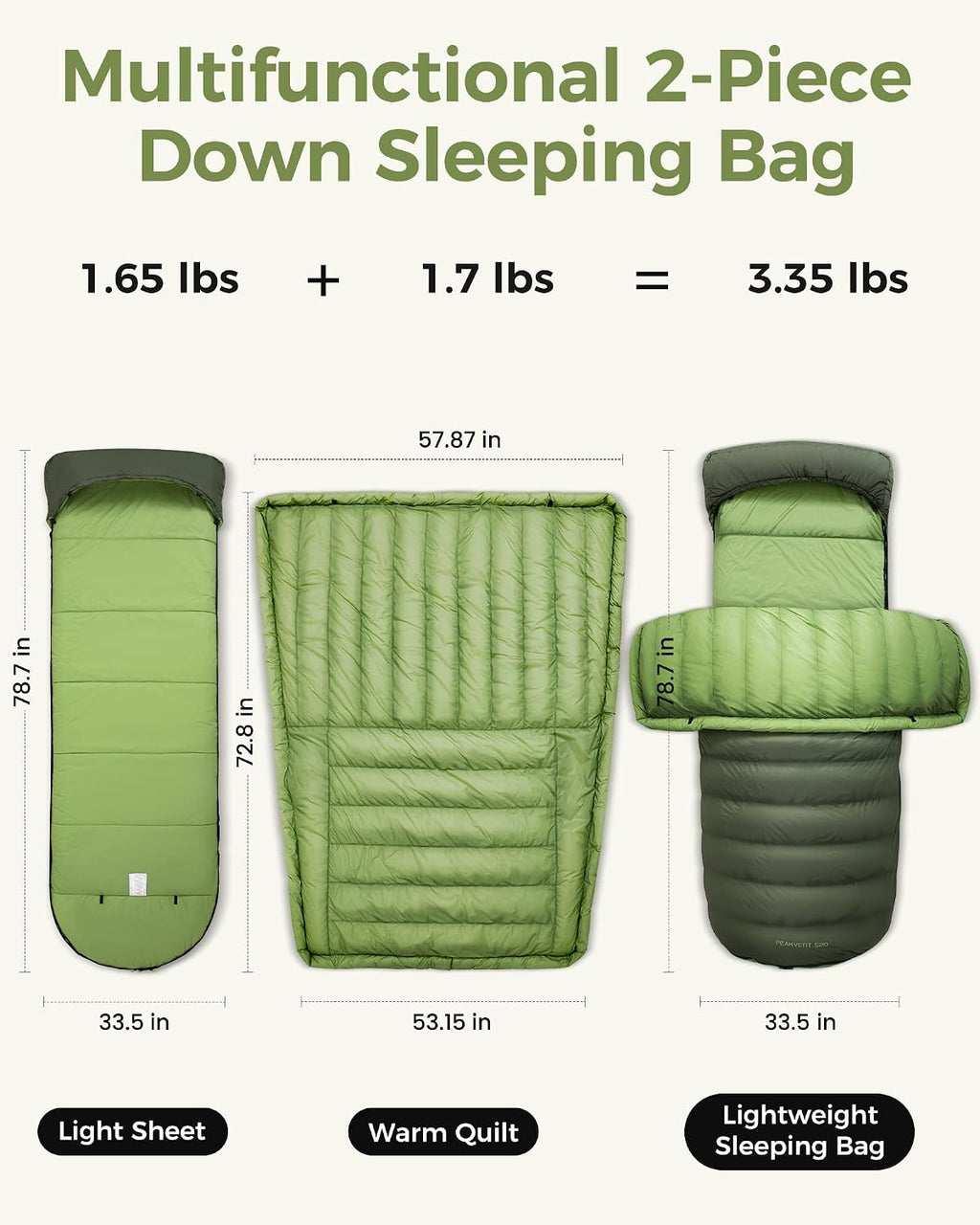 ATEPA Down Sleeping Bag, 650FP / 700FP Recycled, 3-Season