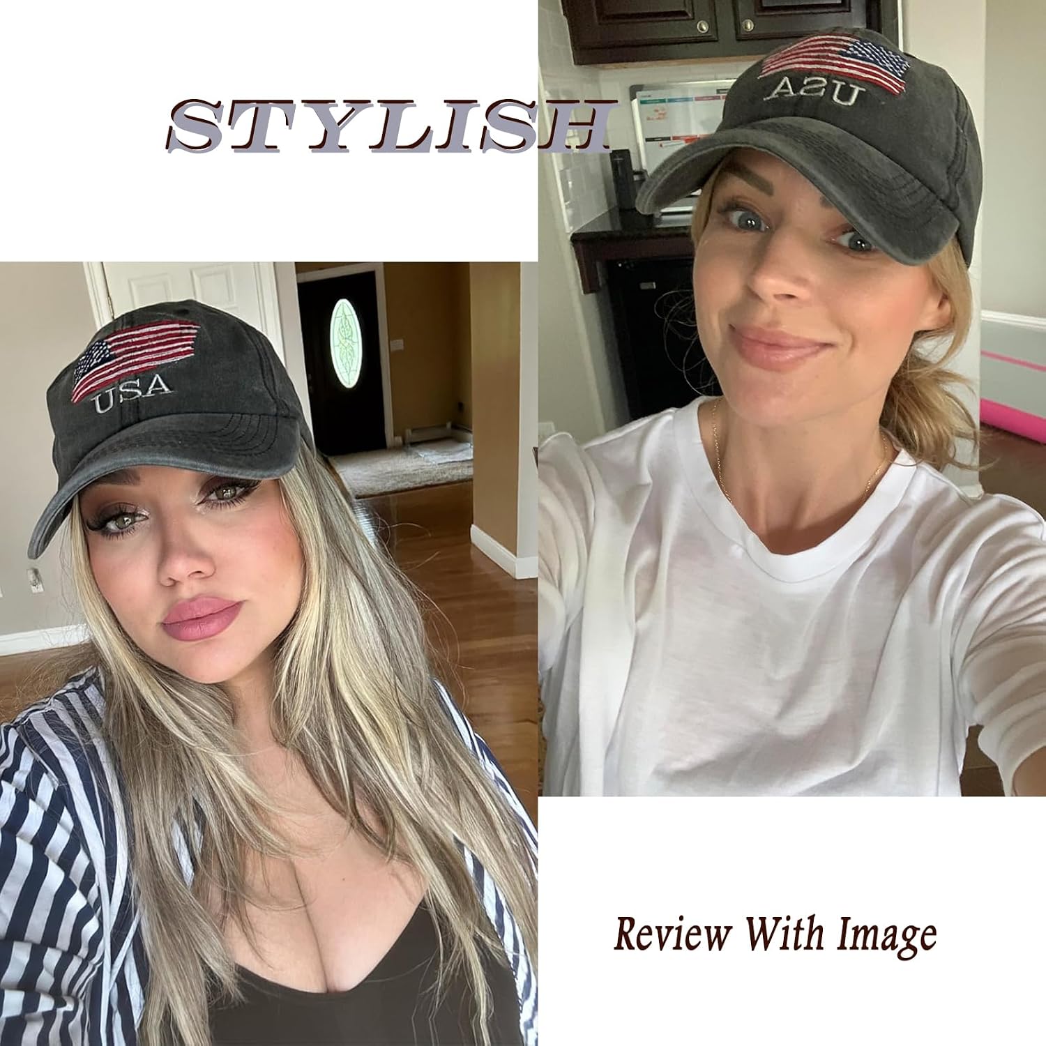 Washed American Flag Baseball Cap Adjustable Sun Dad Gift Hats for Unisex