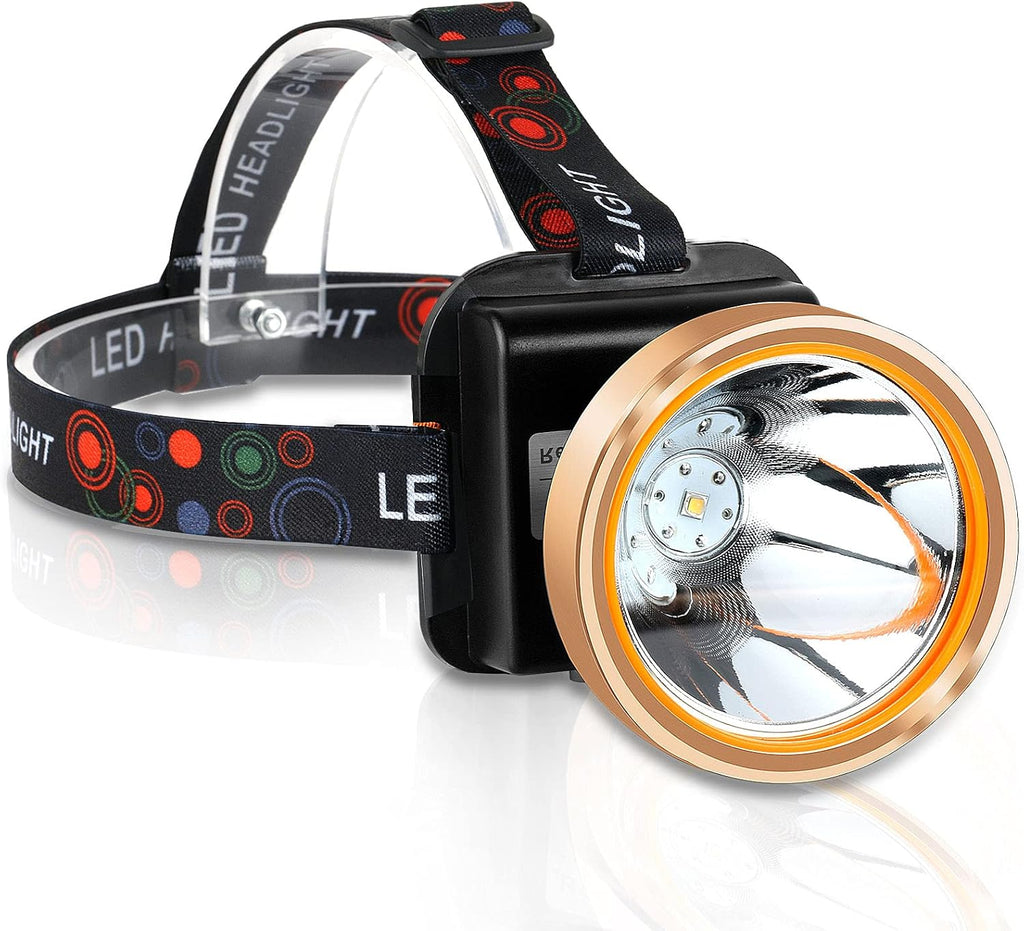 Coon Hunting Light, Super Bright LED Headlamp with 2 Light Modes, Waterproof & Rechargeable Hard Hat Headlight, Adjustable Gold Miner Torch for Hunting, Fishing, Hiking, Camping, Outdoor Adventure