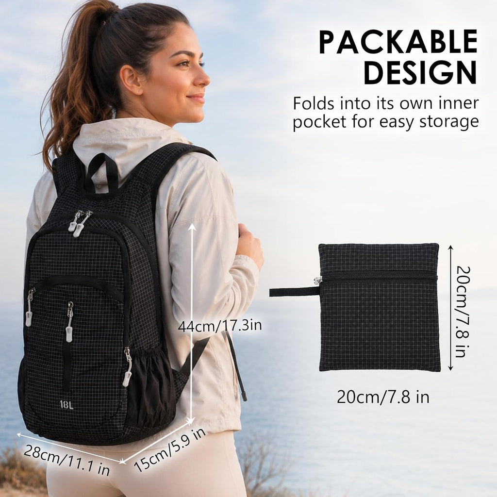 18L Packable Hiking Backpack Waterproof Lightweight Daypack for Women Men
