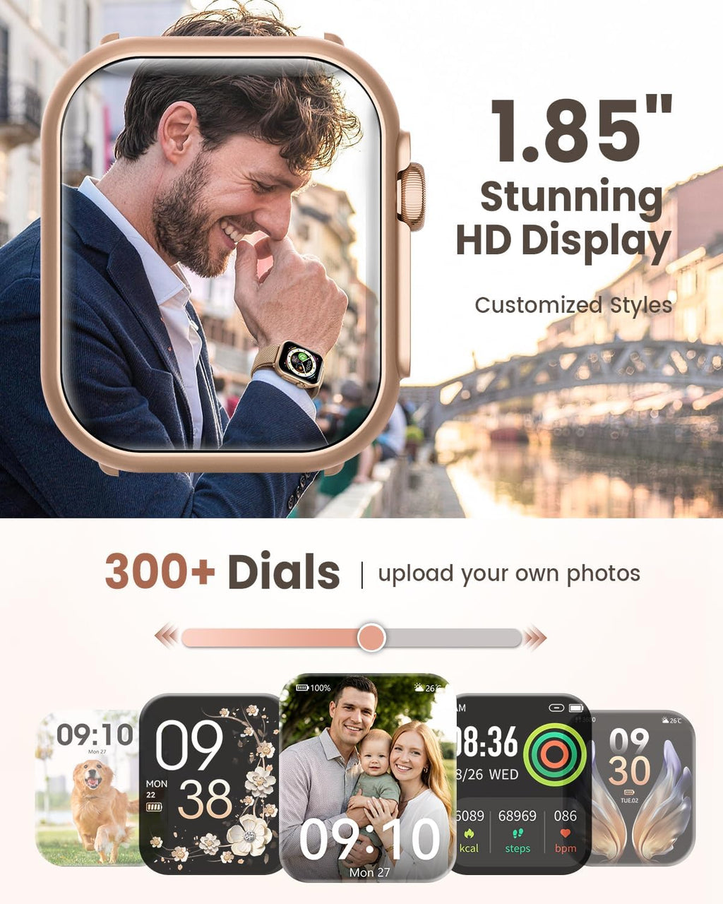 Smart Watch for Women for iPhone Android:1.85" Smartwatch Fitness Tracker