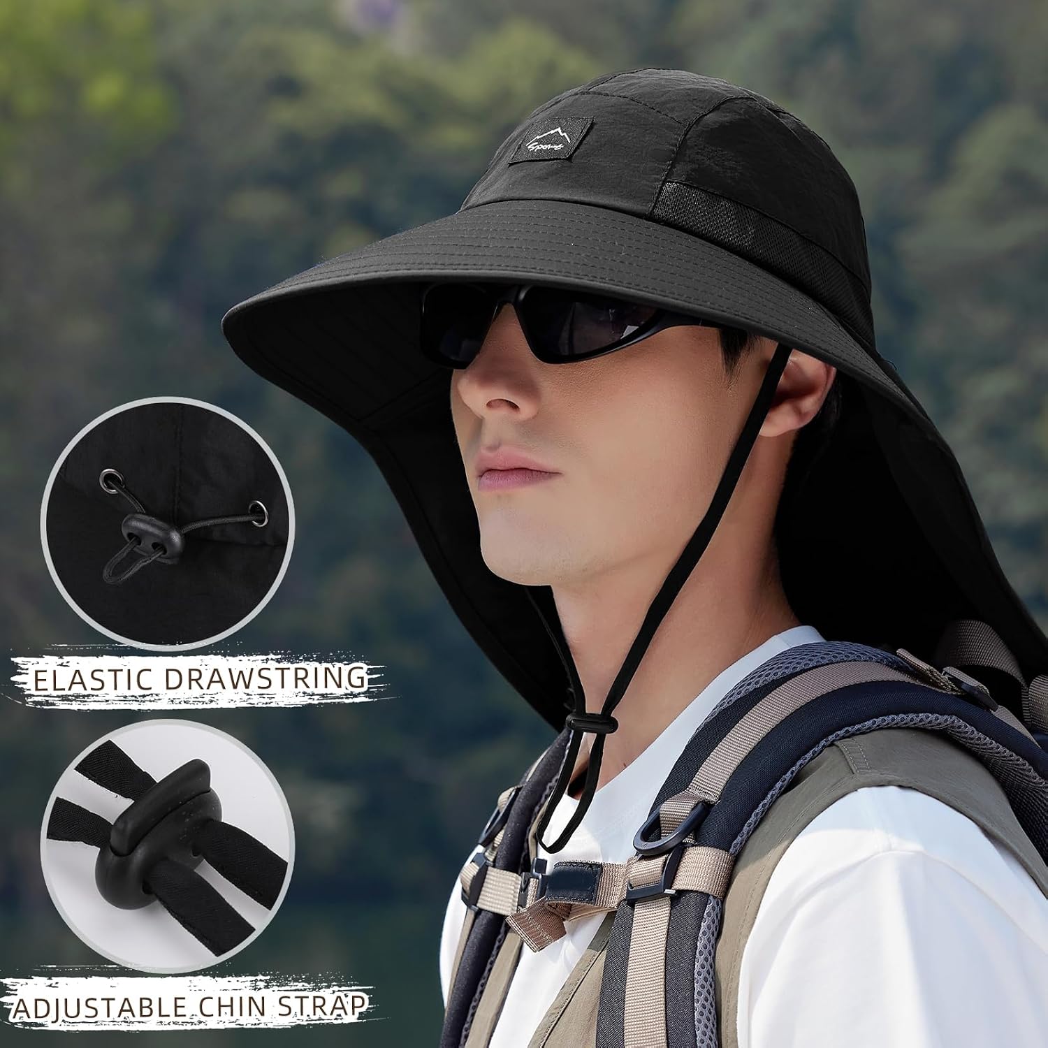 Rosoz Outdoor Sun Hat for Men Women, UPF 50+Fishing Hat with Neck Flap