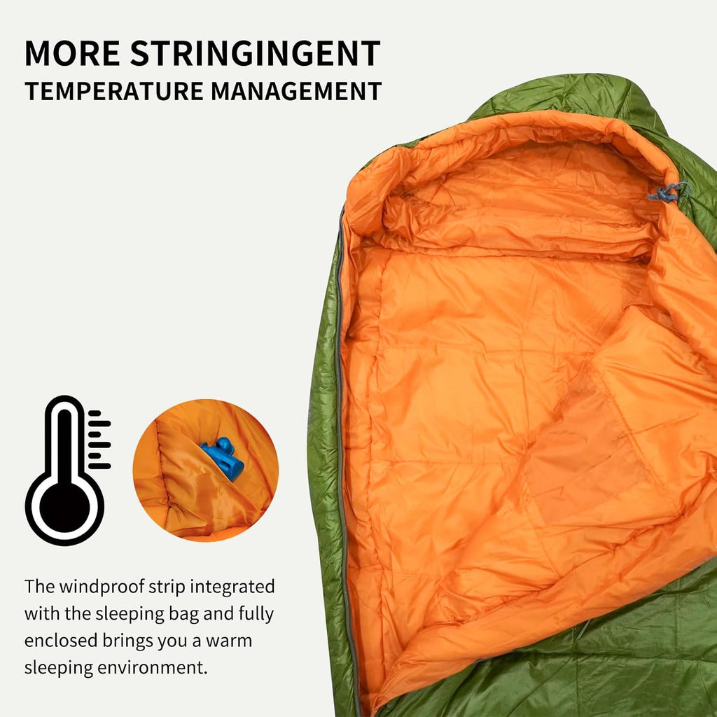 Mountainlodge 3-4 Seasons Shingle Sleeping Bag 15℉ with Inner Pocket for Adult,Perfect for Backpacking,Traveling and Hiking,Including Free Compression Stuff Sack.