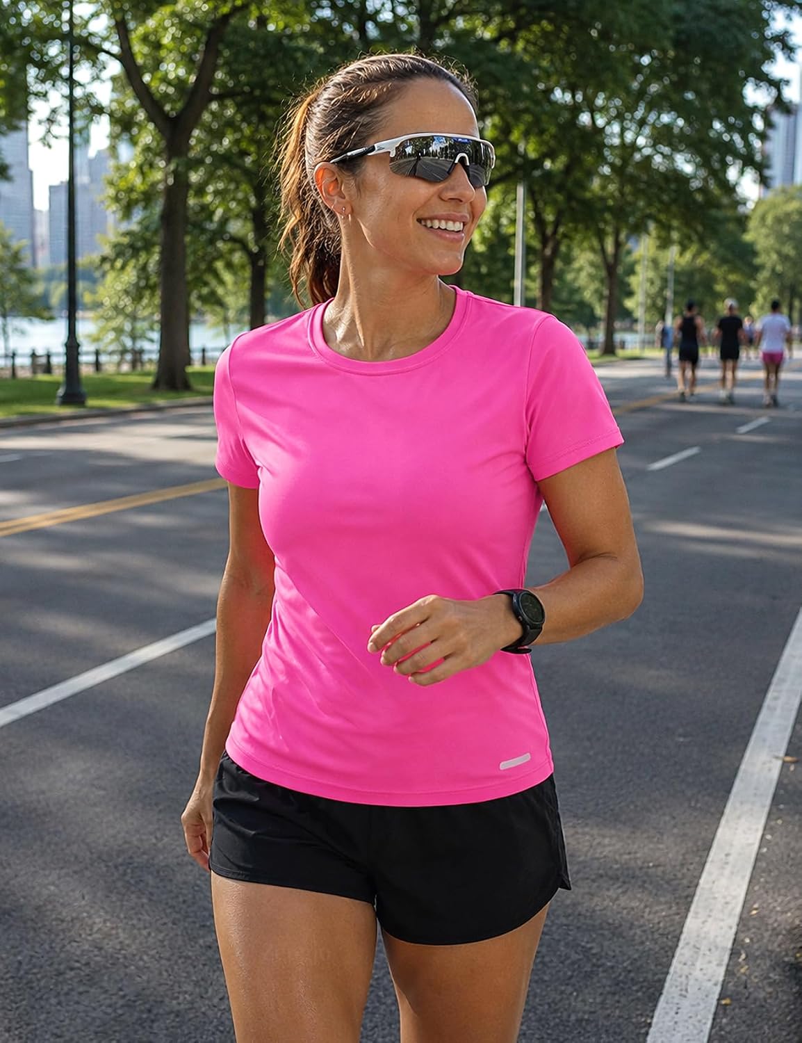 Zengjo Women's Short Sleeve Running Shirts Quick Dry Athletic Workout Tee