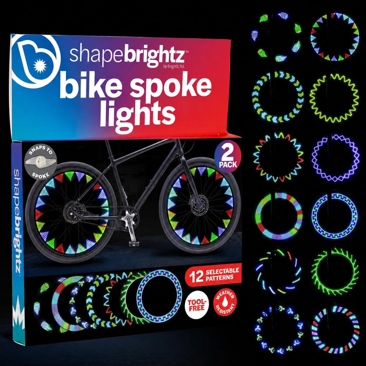 Brightz LED Bike Spoke Pattern Light for Bike Wheels