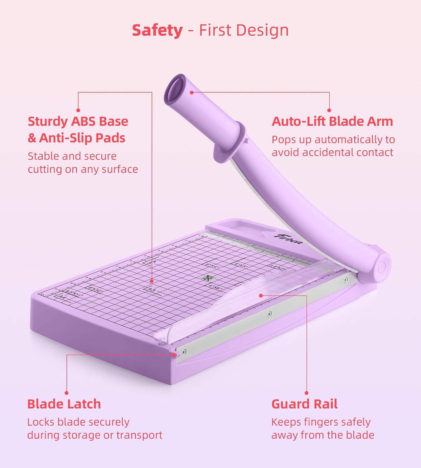 Firbon 12 Inch Guillotine Paper Cutter, Heavy Duty Paper Trimmer, Purple