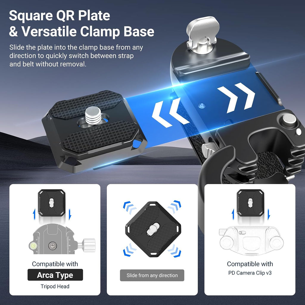 NEEWER Camera Backpack Clip, Quick Release Camera Clip Mount, Compatible with PD System & Arca Type Plate, Secure Locking, 22lb Load for DSLR Mirrorless Cameras
