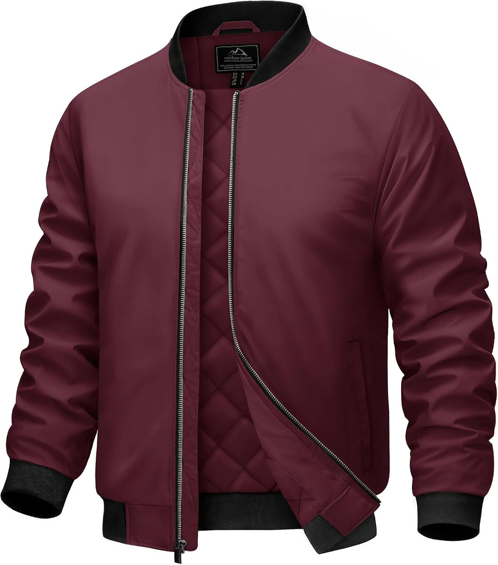 Cotrasen Men's Bomber Jacket Fall Winter Windbreaker Warm Quilted Coats