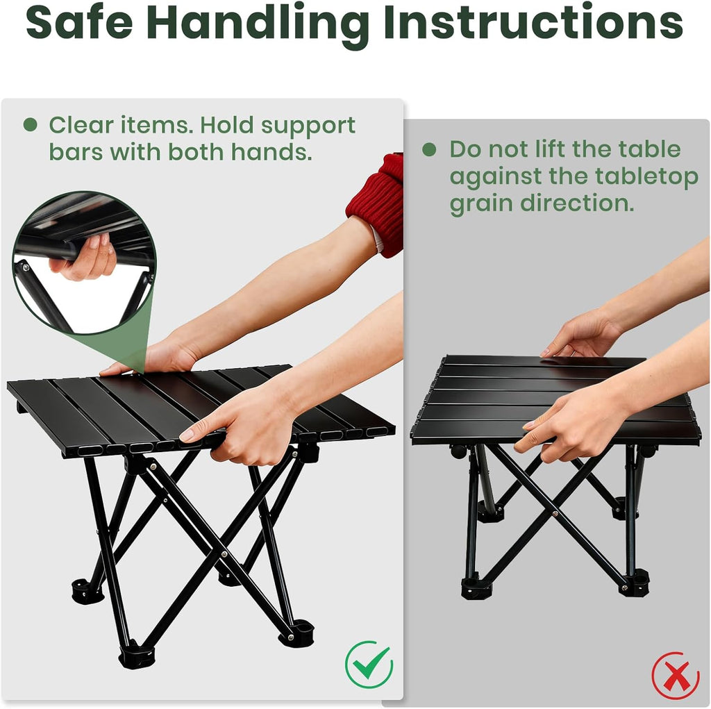 2 Pack Camping Table Foldable, Portable Folding Beach Table, Black-S
