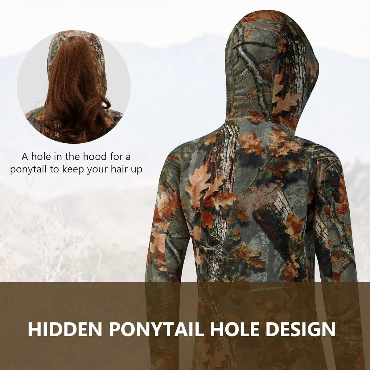 Women’s UPF 50+ Hunting Hoodie Shirt with Face Mask