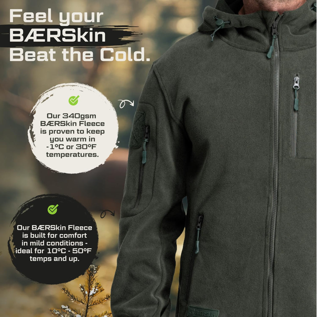 BAERSkin Tactical Hoodie Jacket for Men 4.0 - Military Style Fleece Sweater for Cold, Rain, Wind or Snow