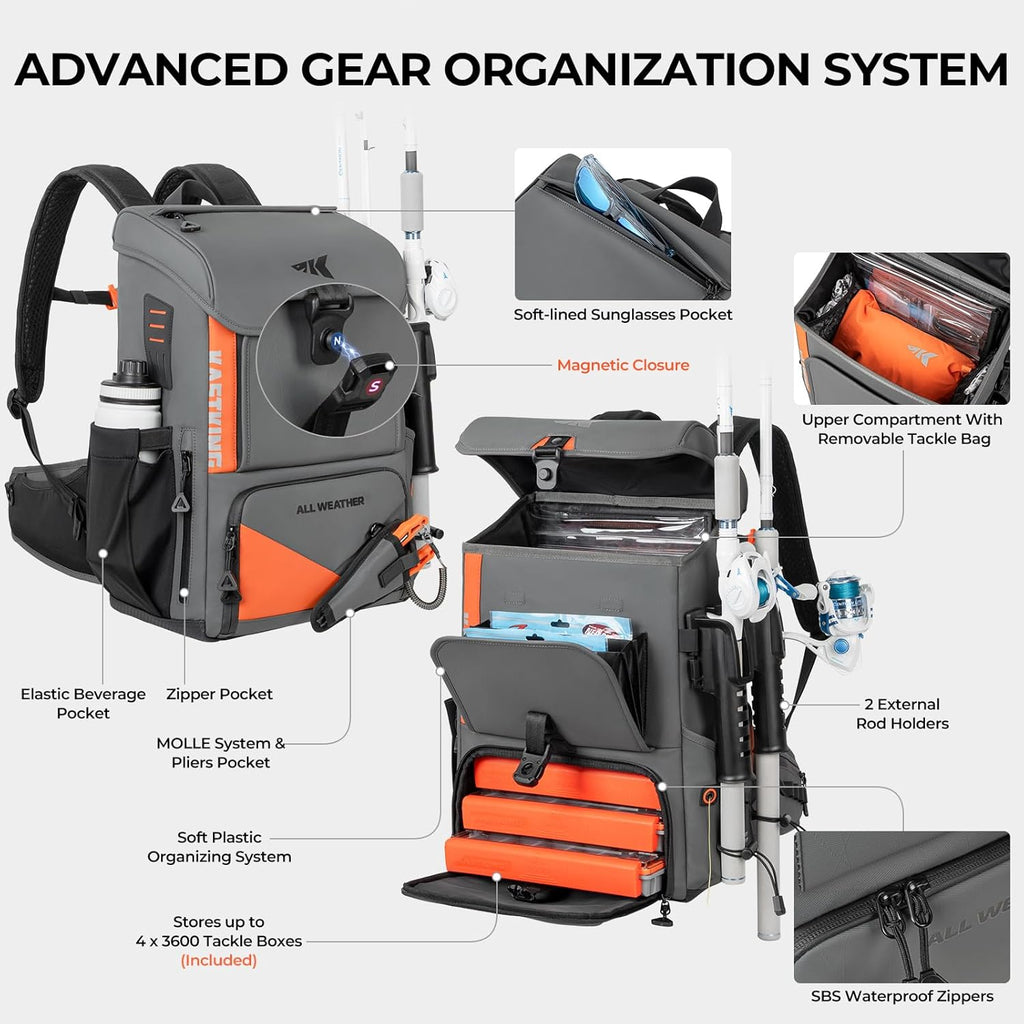 KastKing All Weather Waterproof Fishing Backpack & Waterproof Tackle Box