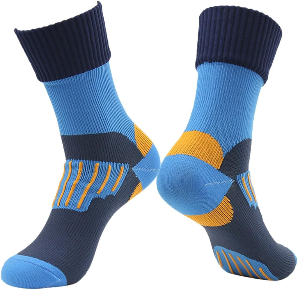 RANDY SUN Waterproof Breathable Socks, [SGS Certified] Unisex Skiing Trekking Hiking Wading Trail Socks Blue Large