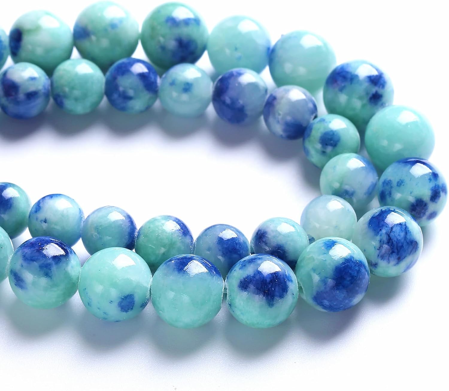 12MM 32PCS Peacock Blue Persian Jade Spacer Loose Beads for Jewelry Making DIY Bracelet Necklace