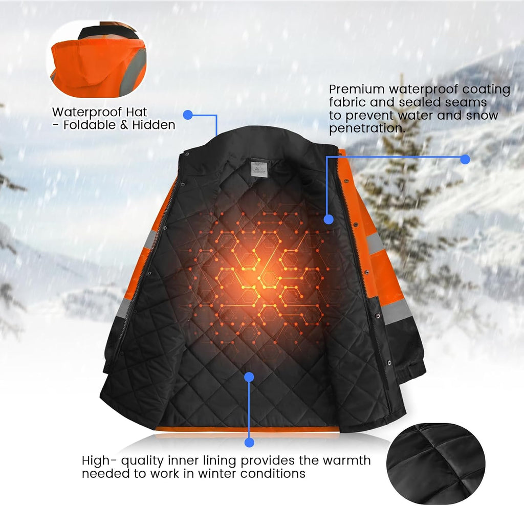 High Visibility Safety Jacket, Reflective Jacket, Orange-B, S