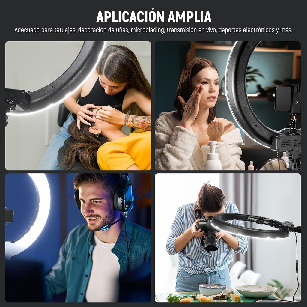 NEEWER Ring Light 18inch Kit: 55W 5600K Professional LED with Stand and Phone Holder, Soft Tube & Bag for Tattoo Lash Extension Barber Makeup Artist Studio Video Photography Lighting, RL-18