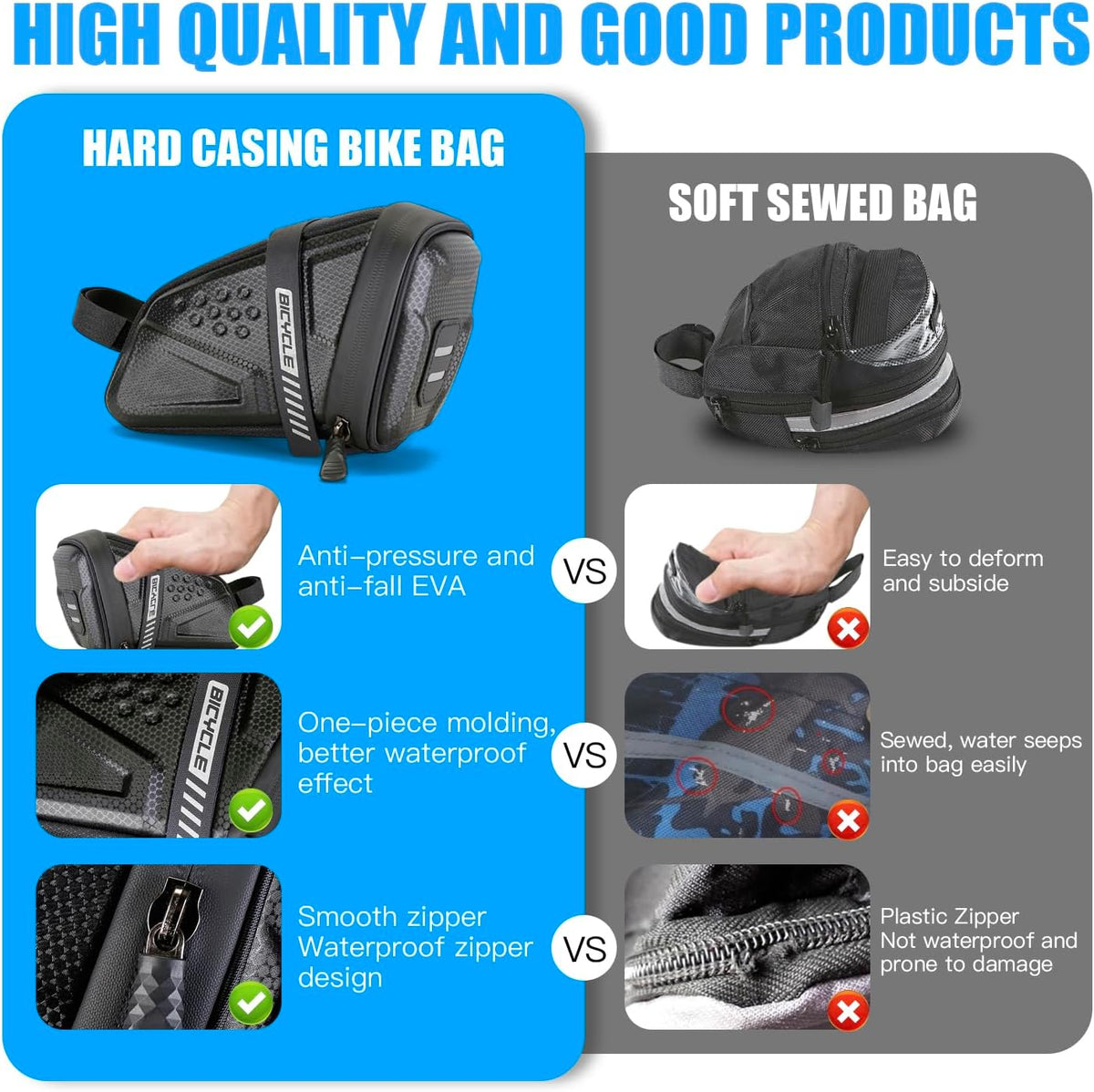 bike saddle bag,EVA hard shell waterproof bike bag, Bike seat bag
