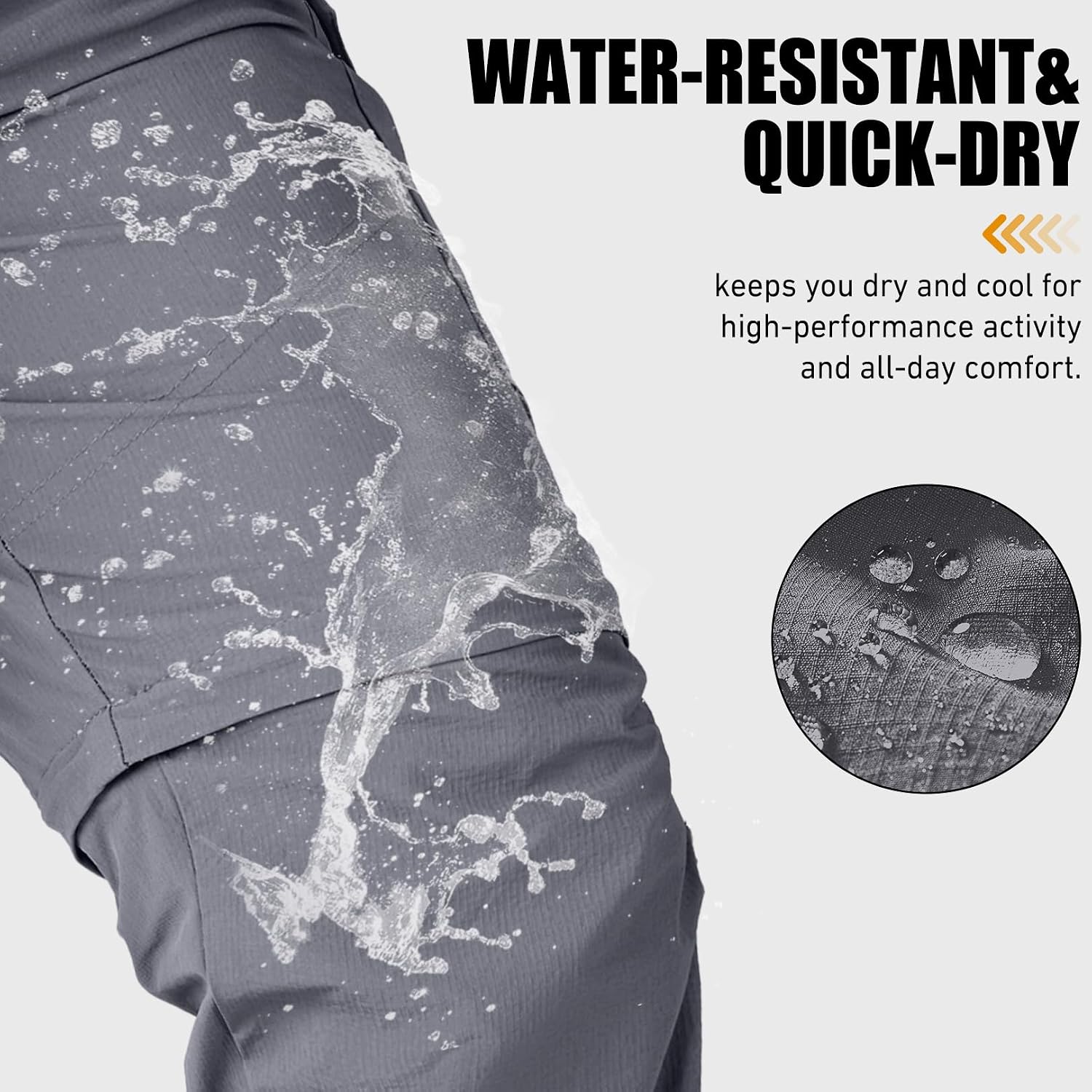 mixtiq Mens Hiking Convertible Pants Water-Resistant Quick Dry Pants