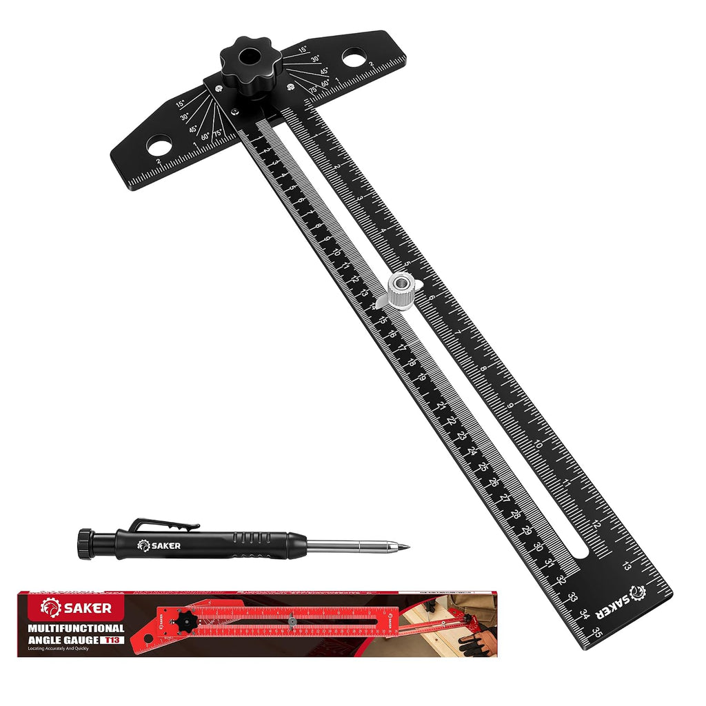 Saker Woodworking Scriber Marking Line Ruler,Aluminum Alloy T-Square