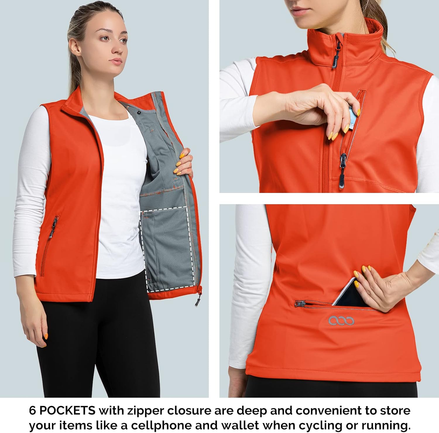 33,000ft Women's Lightweight Running Vest with 6 Pockets for Travel Golf