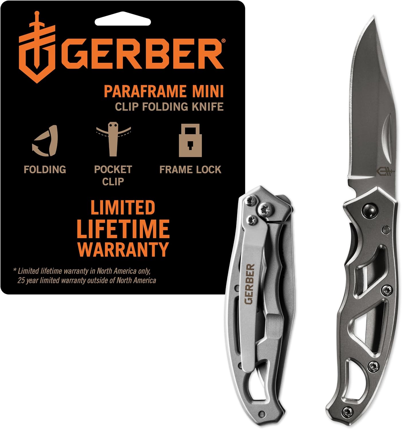Gerber Gear Paraframe Mini Pocket Knife, 2.2" Fine Edge Small EDC Folding Knife with Safety Lock for Everyday Carry, Gifts for Men, Stainless Steel