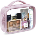 BAGSMART Puffy Clear Toiletry Bag, TSA-Approved & Wide-Open, 1-Pack, Pink