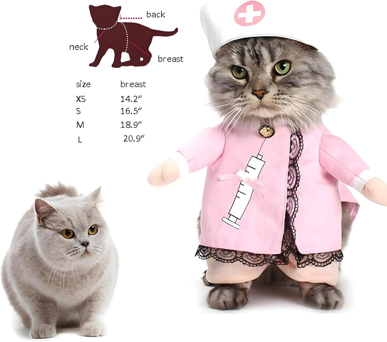 NACOCO Dog Cat Nurse Costume Pet Nurse Clothing Halloween Jeans Outfit Apparel (XS)