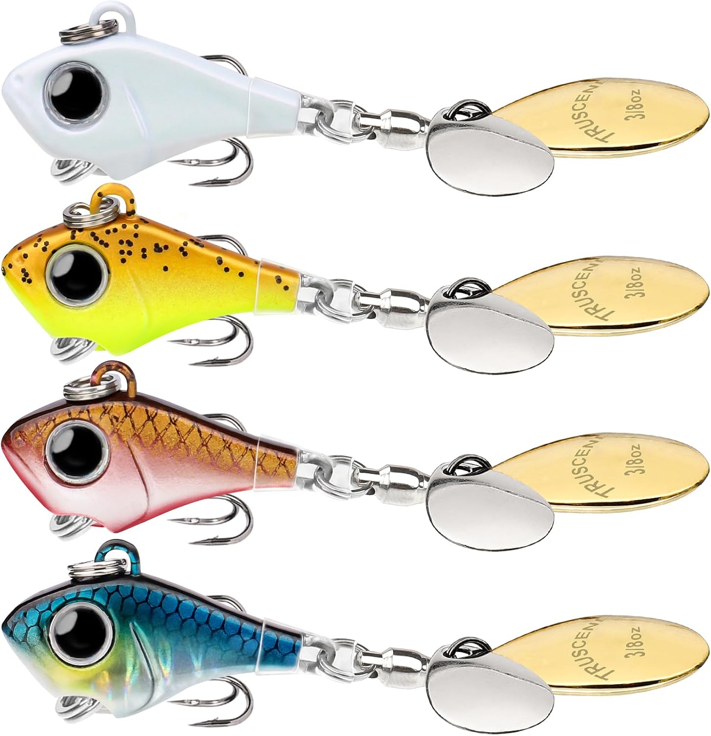 TRUSCEND Swim or Jig Fishing Spinner Baits for Freshwater and Saltwater, Rooster Tail Fishing Lures for Trout Bass Walleye Crappie Salmon Pike, Blade Bait with Copper Blade