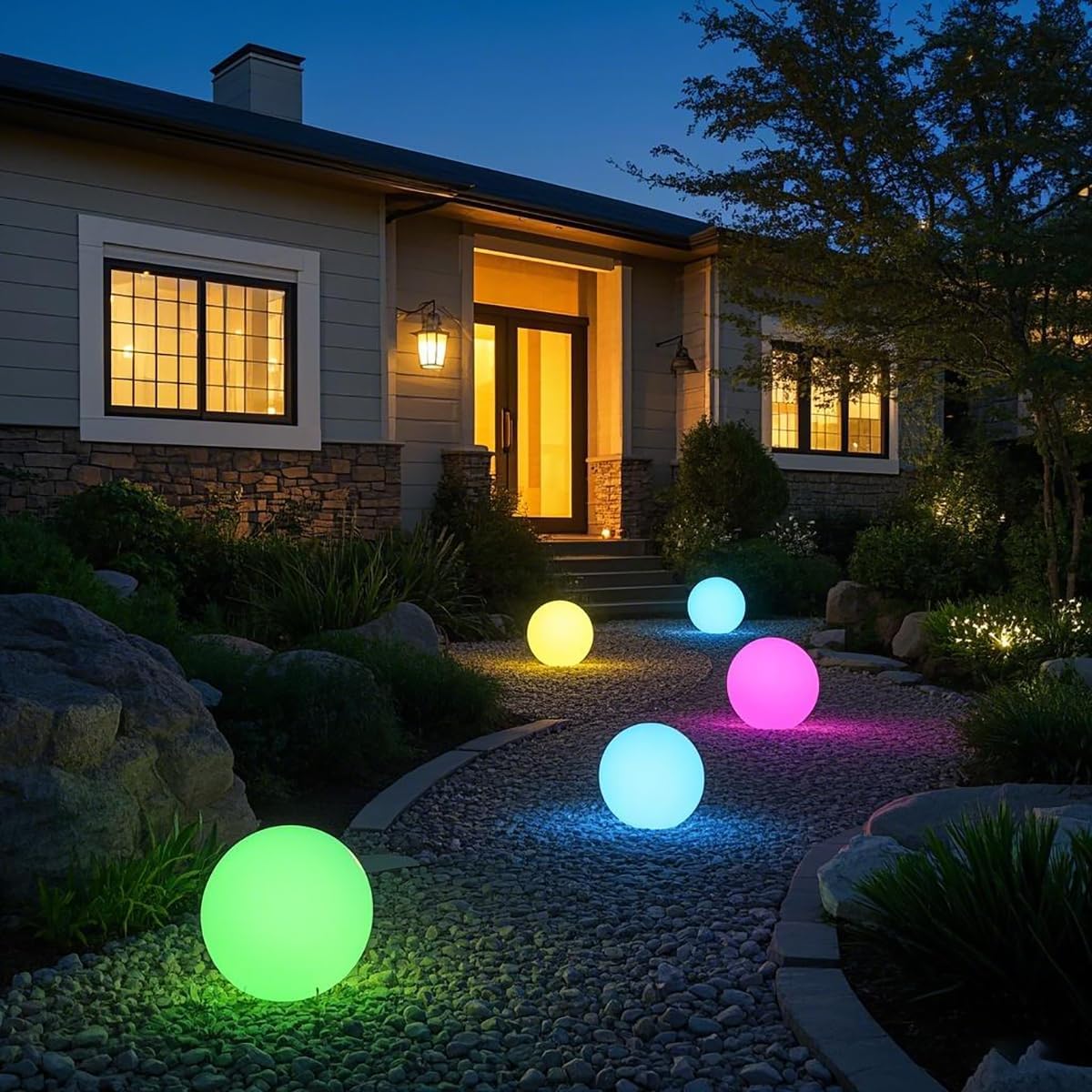 Mr.Go 14-inch LED Ball Light, Cordless Rechargeable Globe Lamp w/Remote