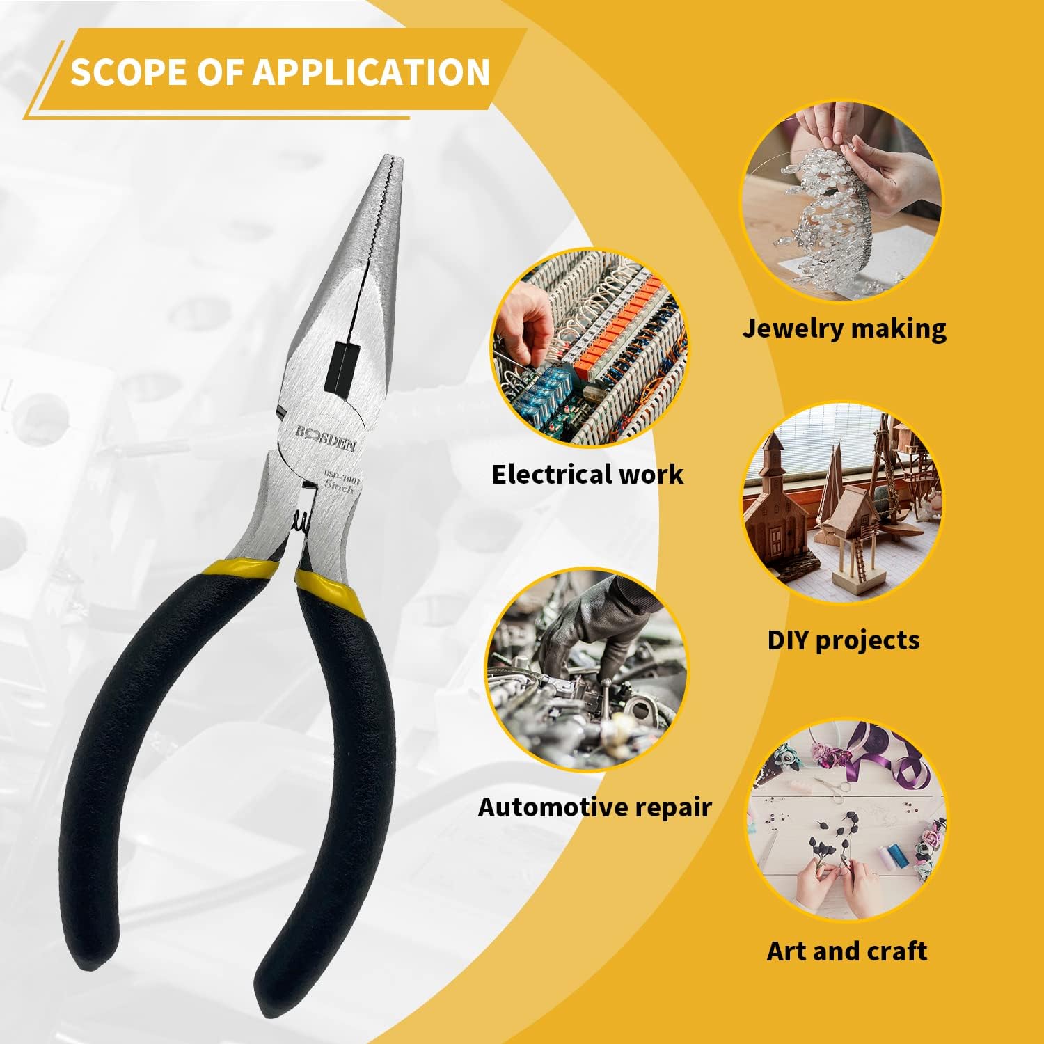 BOOSDEN 5 Inch Small Needle Nose Pliers Mini Jewelry Plier 5 Pack
