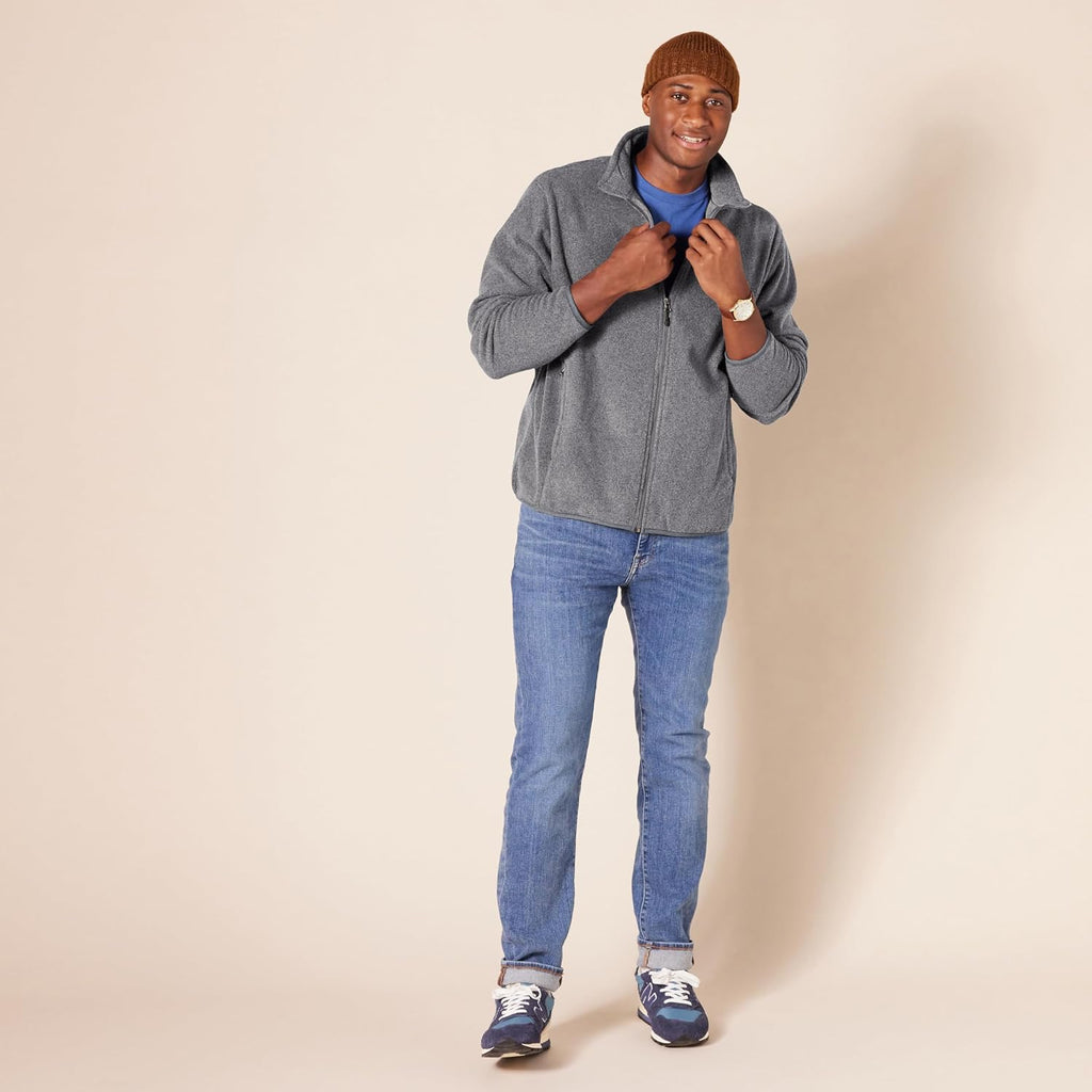 Amazon Essentials Men's Full-Zip Polar Fleece Jacket with Zippered Pockets for Cold Outdoor Weather (Available in Big & Tall)