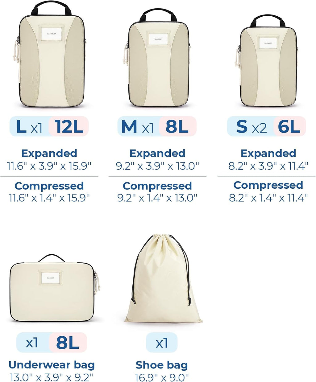 BAGSMART Compression Packing Cubes, Lightweight Travel Essentials