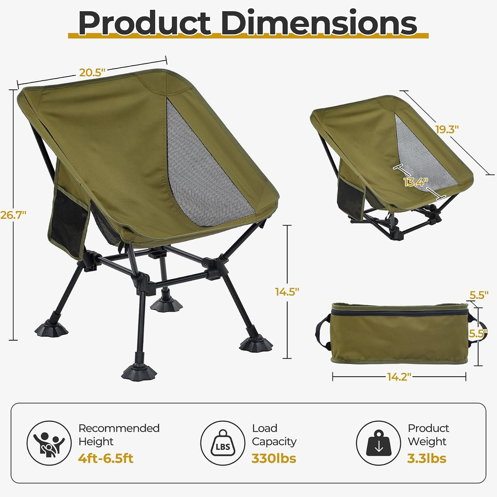 Lightweight Folding Backpacking Camping Chair for Hiking, Beach