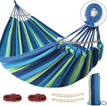MOSFiATA Hammocks Portable Camping Hammock Upgraded 550lb Comfortable Fabric Hammock with Two Anti Roll Balance Beam and Sturdy Tree Straps for Camping, Patio, Backyard, Outdoor （Blue Green）