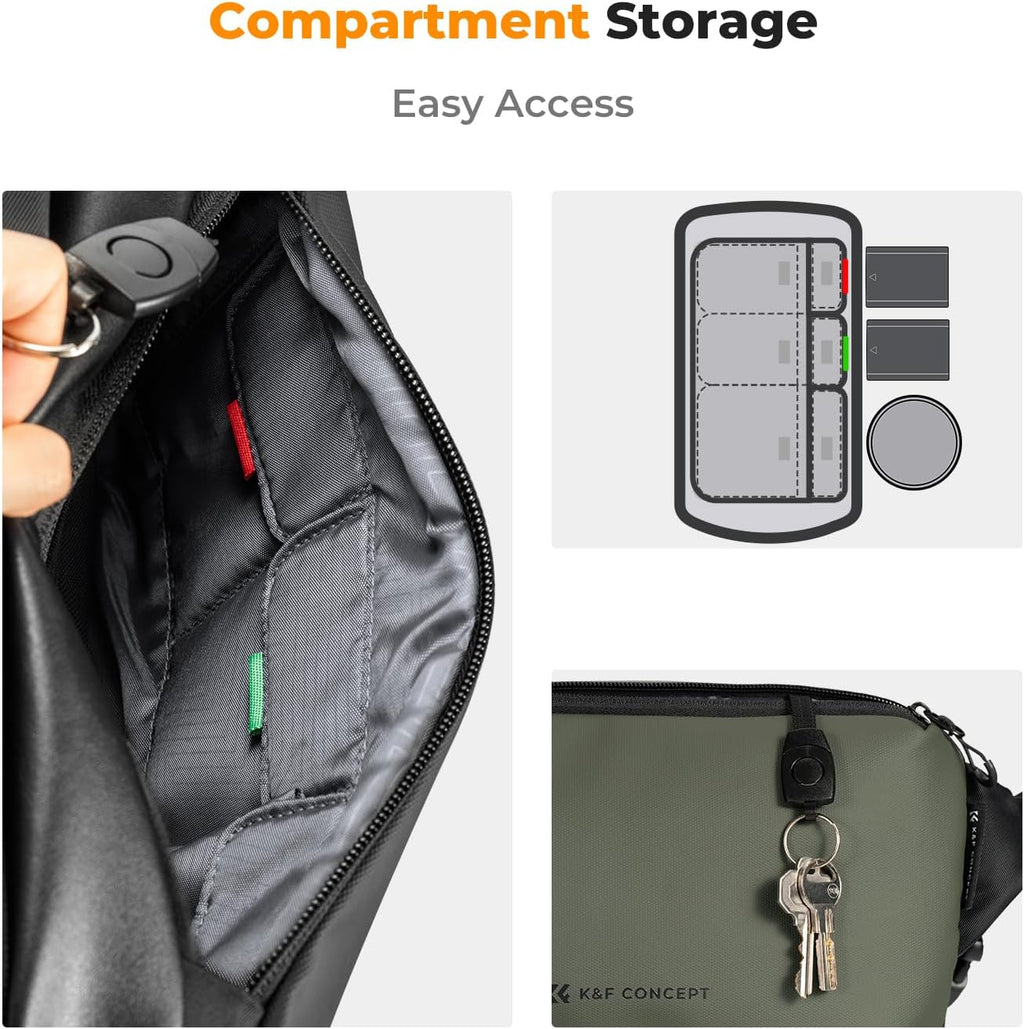 K&F CONCEPT 2 in 1 Camera Sling Bag, Everyday Shoulder Bag