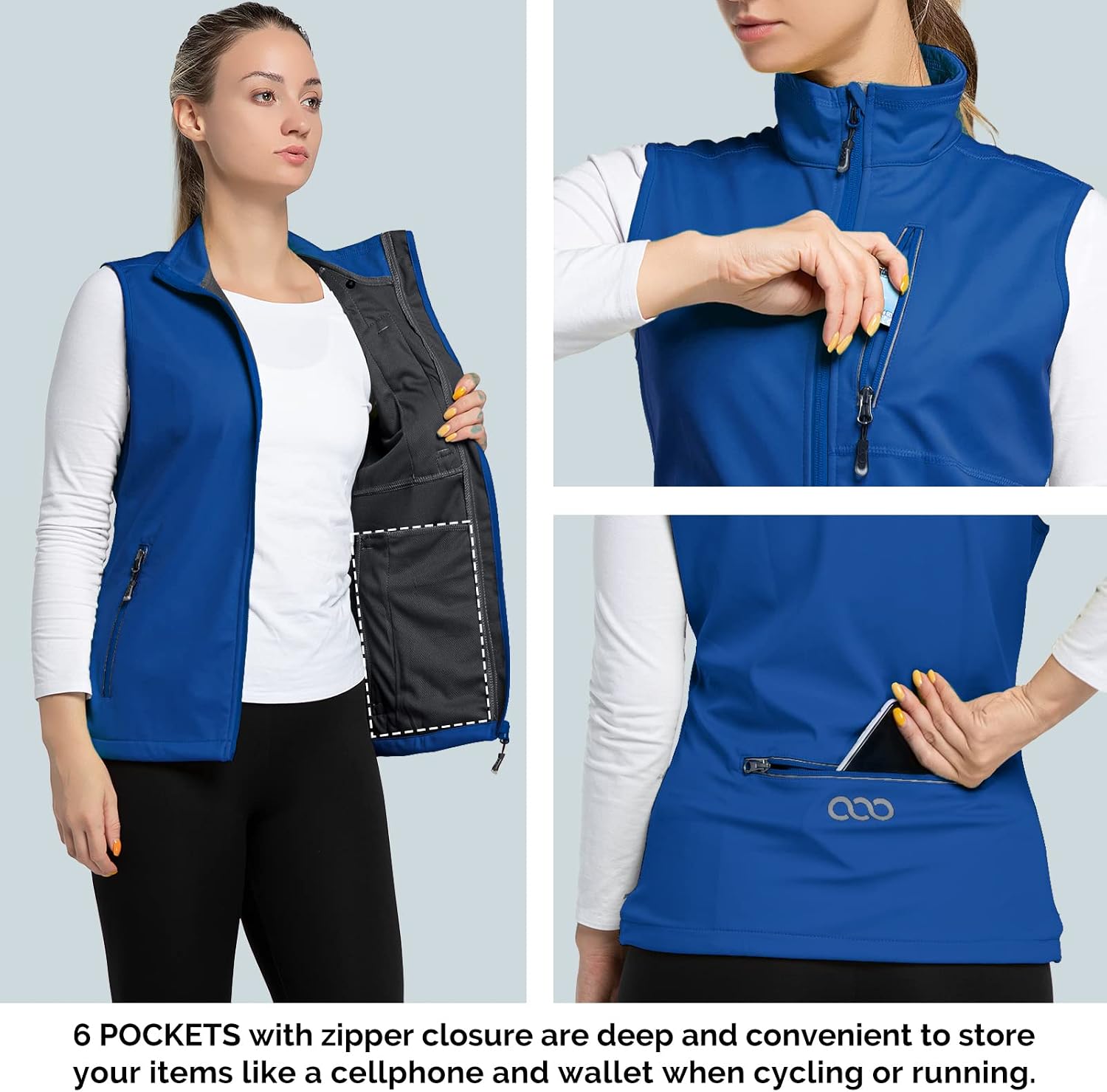 33,000ft Women's Lightweight Running Vest with 6 Pockets for Travel Golf