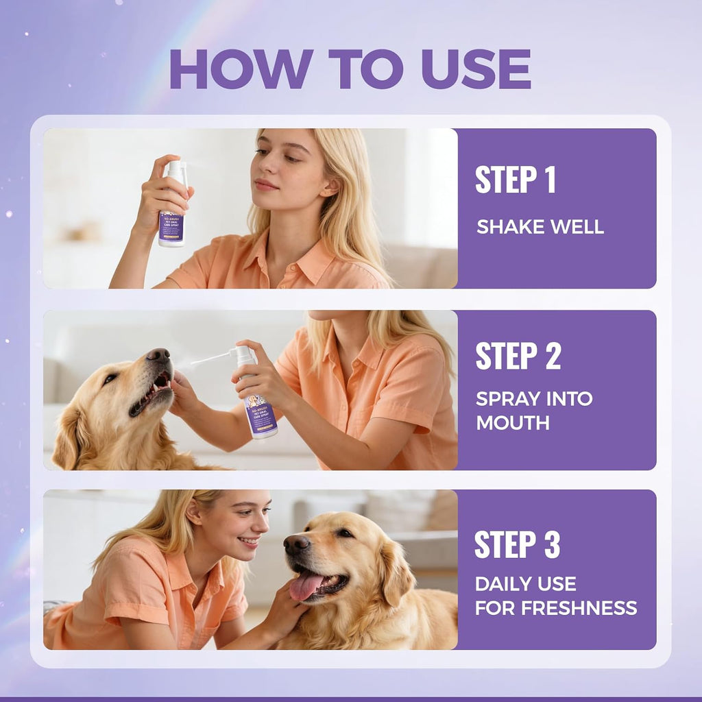 Furaqua Pet Dental Spray, Cleaning Spray for Dogs Teeth, Pet Breath Freshener – Dog Oral Care & Cat Teeth Cleaning - Targets Bad Breath, Plaque & Tartar - No Brushing(1)