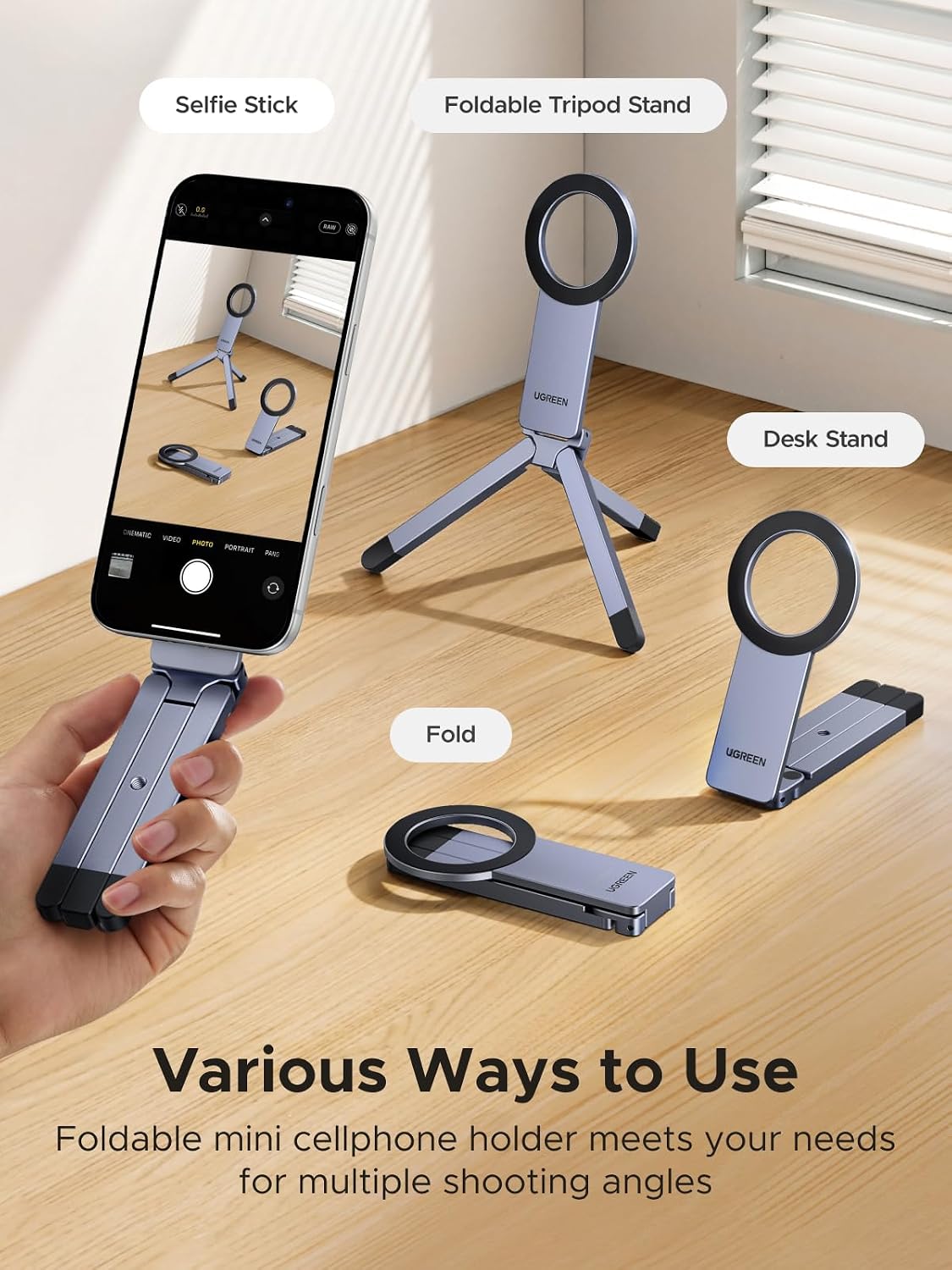 UGREEN Magsafe Tripod Stand, Ultra-Compact Travel Tripod for iPhone 17