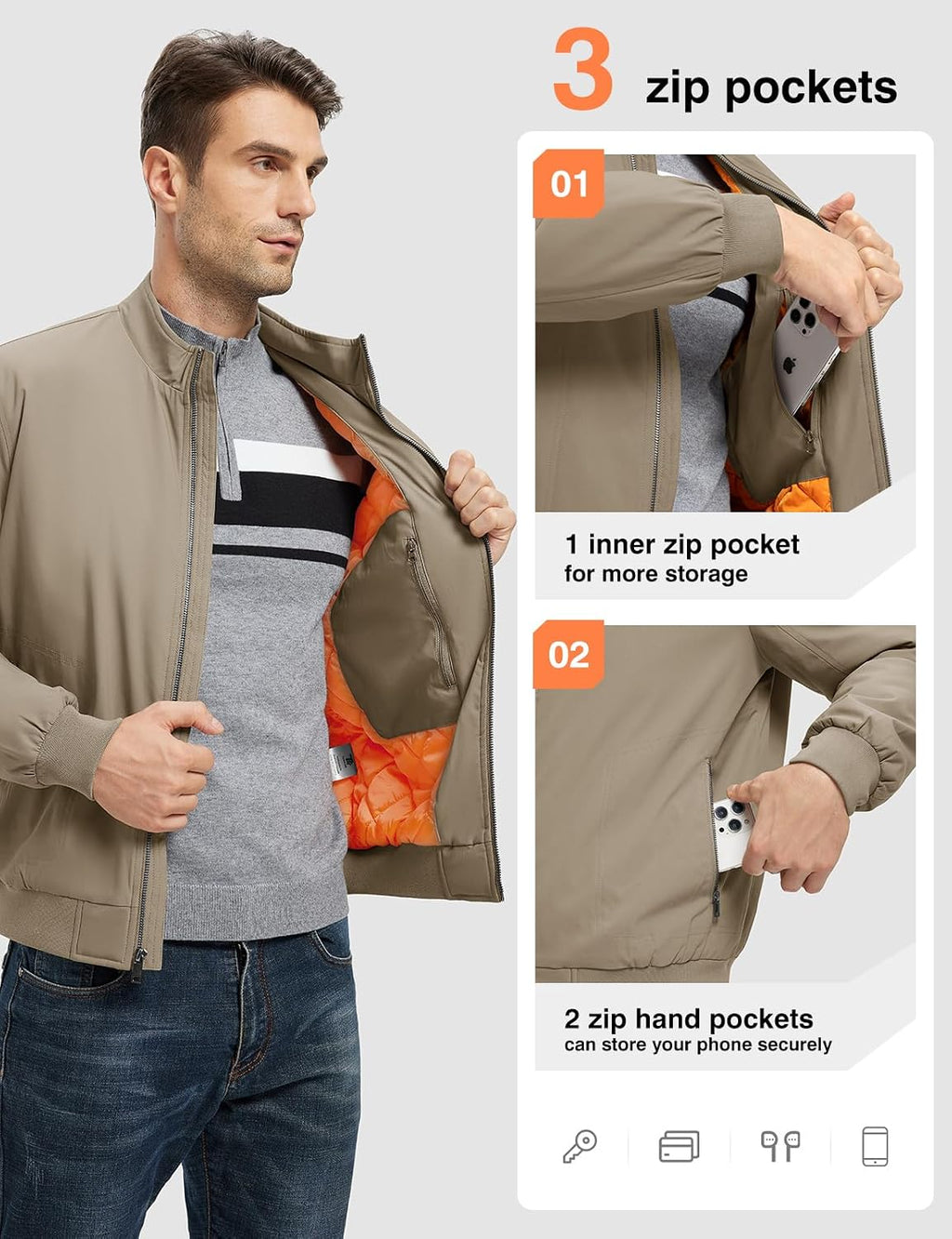 TBMPOY Men's Winter Jackets Bomber Padded Casual Windbreaker Warm Fall Coat