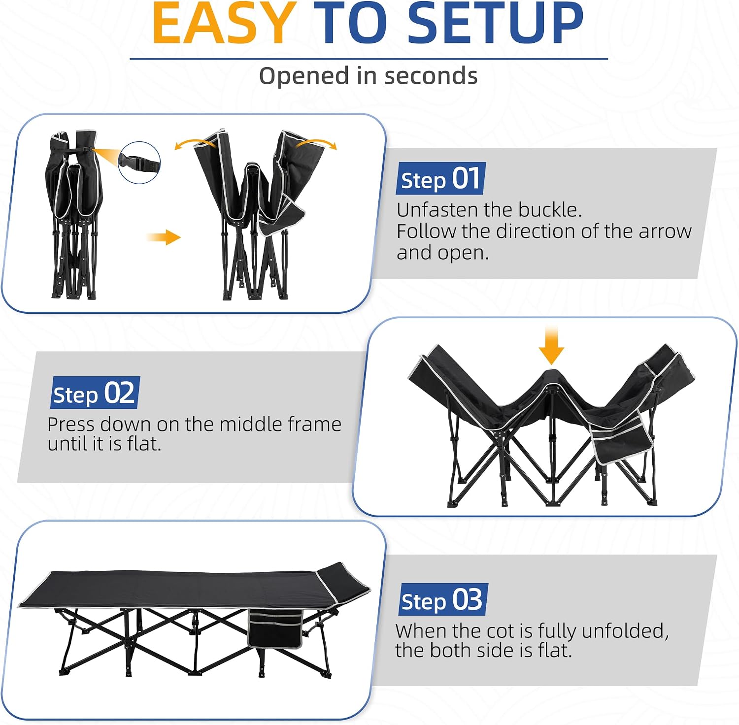 HABUTWAY Camping Cot with Mattress, 32" Extra Wide Camping Cots for Adults, Sleeping Cot for Adults Holds Up to 600LBS, Cots for Sleeping, Camp, Rv, Beach, Patio, Office Naps(Black)